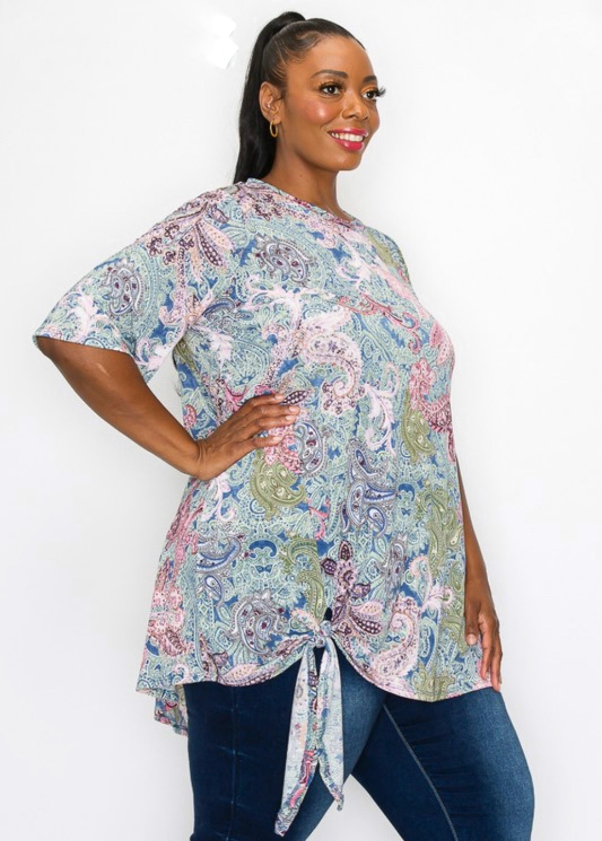 Celine blue print tunic top