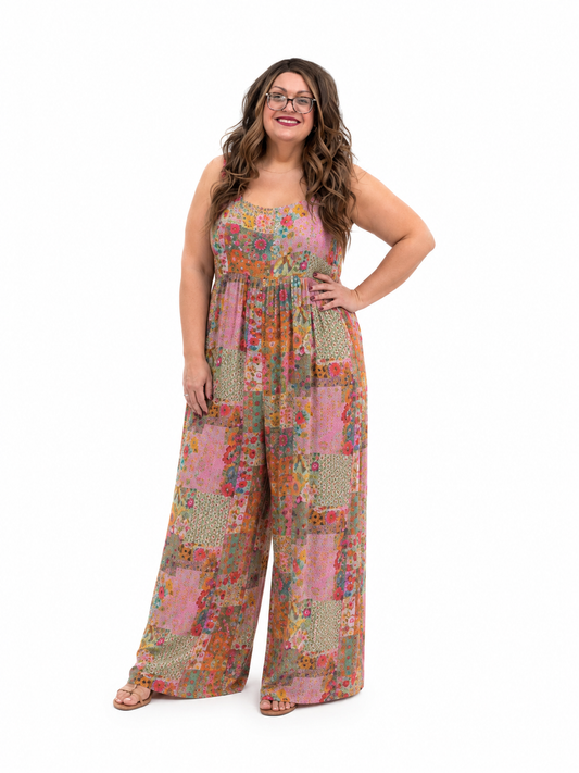 Patchwork Wide-Leg Jumpsuit