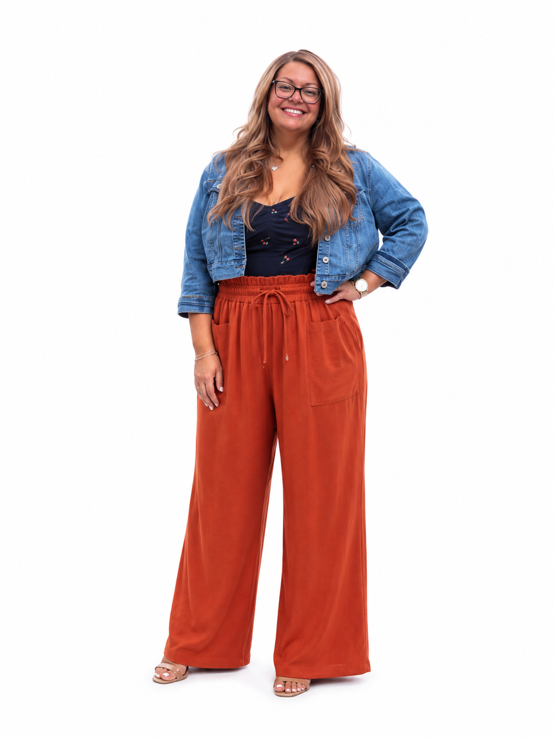 High Waist Wide Leg Drawstring Pants