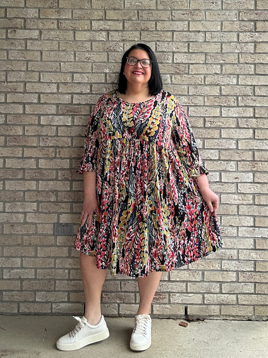 Nathalia multicolored print babydoll dress 5