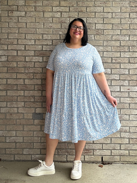McKinley blue floral three tiered babydoll dress 14