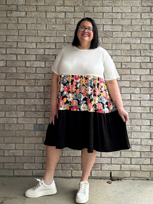 McKinley black floral colorblock babydoll dress 15