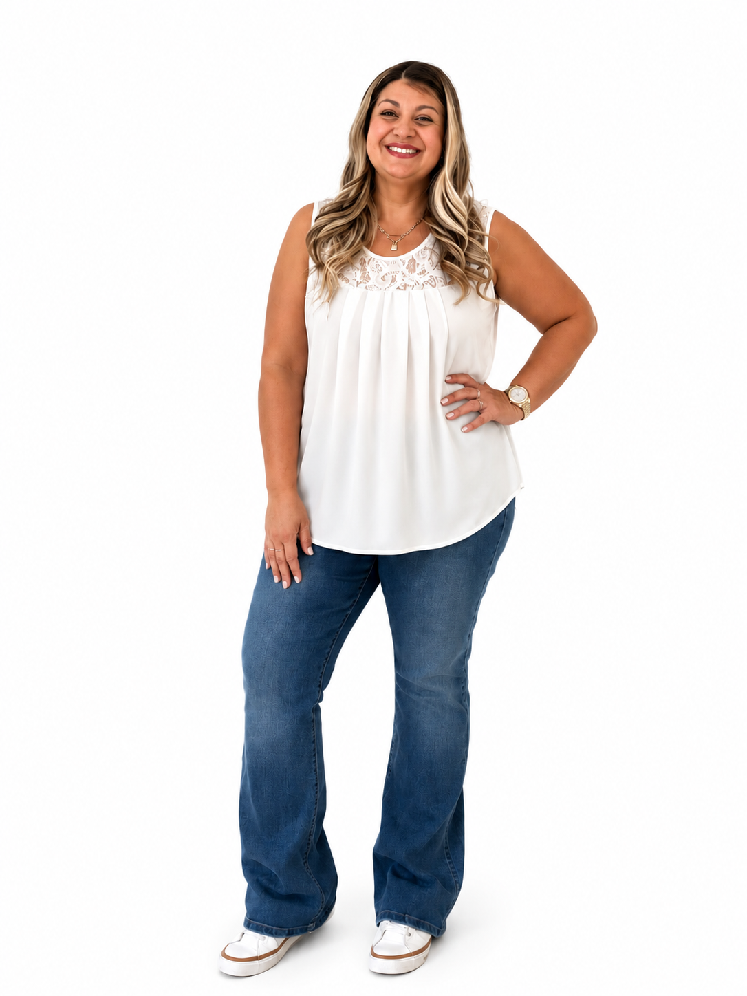 Lace Trim Round Neck Tank
