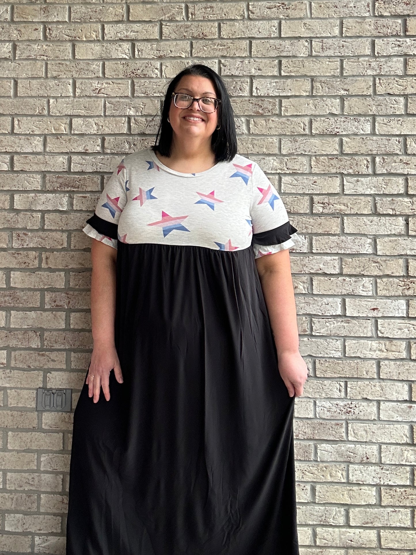 Marian black star print maxi dress 13