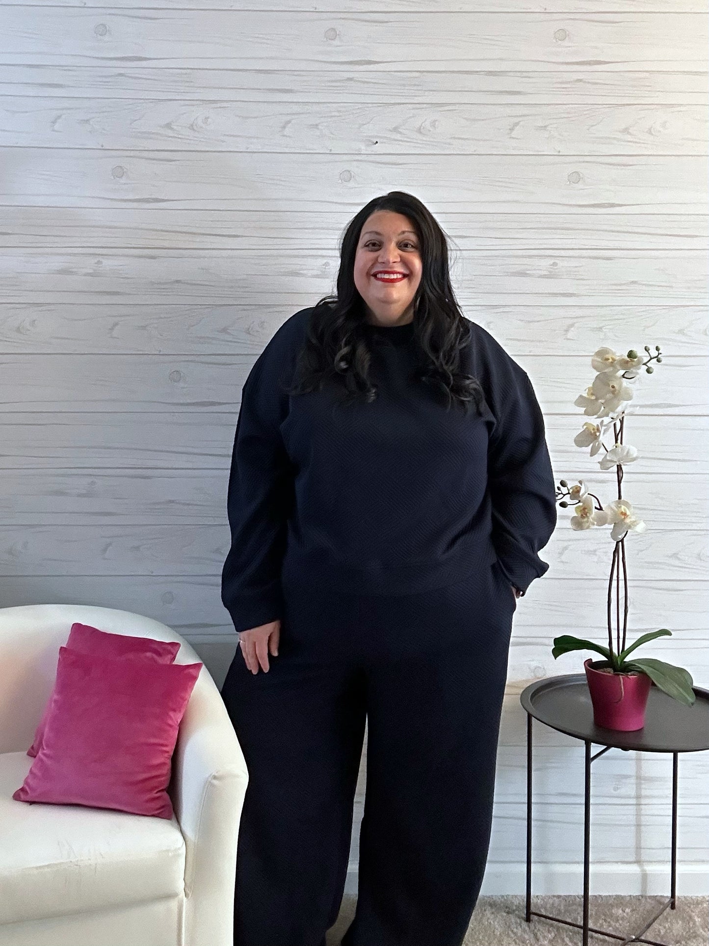 Double Take Textured Long Sleeve Top and Drawstring Pants Set