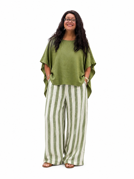 Solid Color Top and Pants Set Plus Size