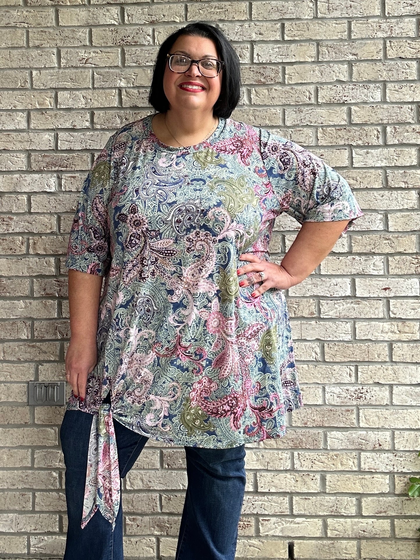 Celine blue print tunic top