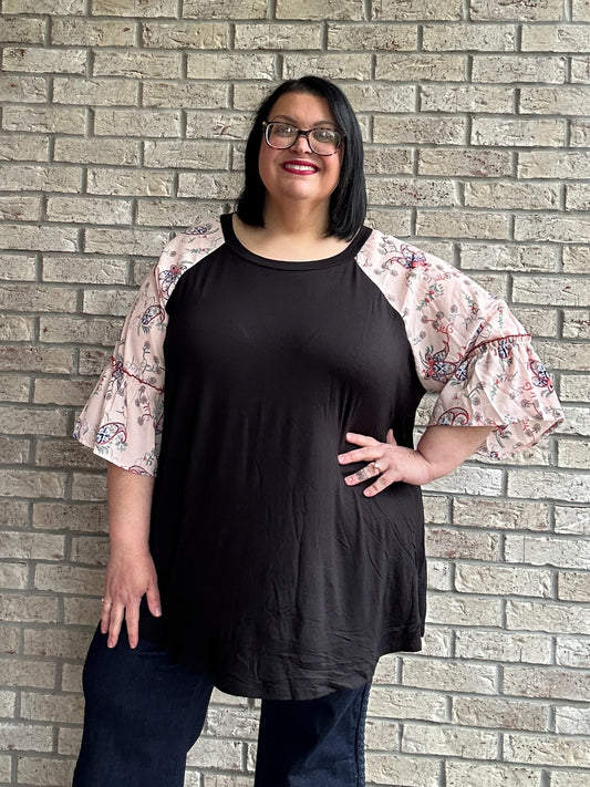 Bianca black floral top 11
