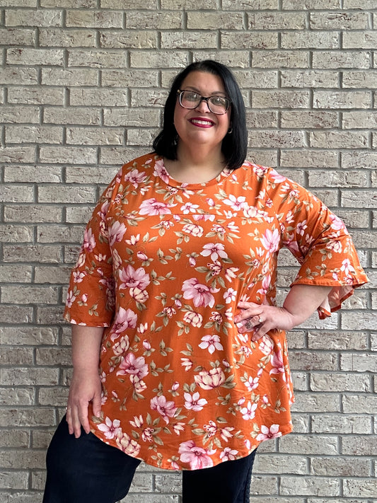 Barbra orange floral print top 9