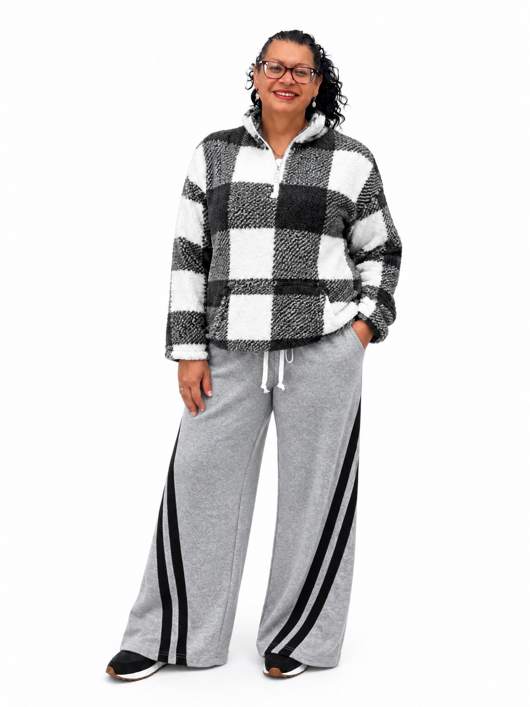 Striped Contrast Wide Leg Pants