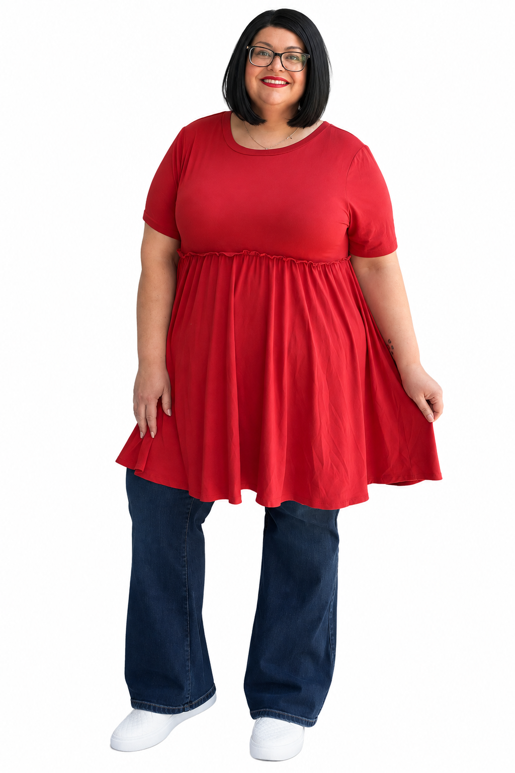 Joellene rust short sleeve babydoll top