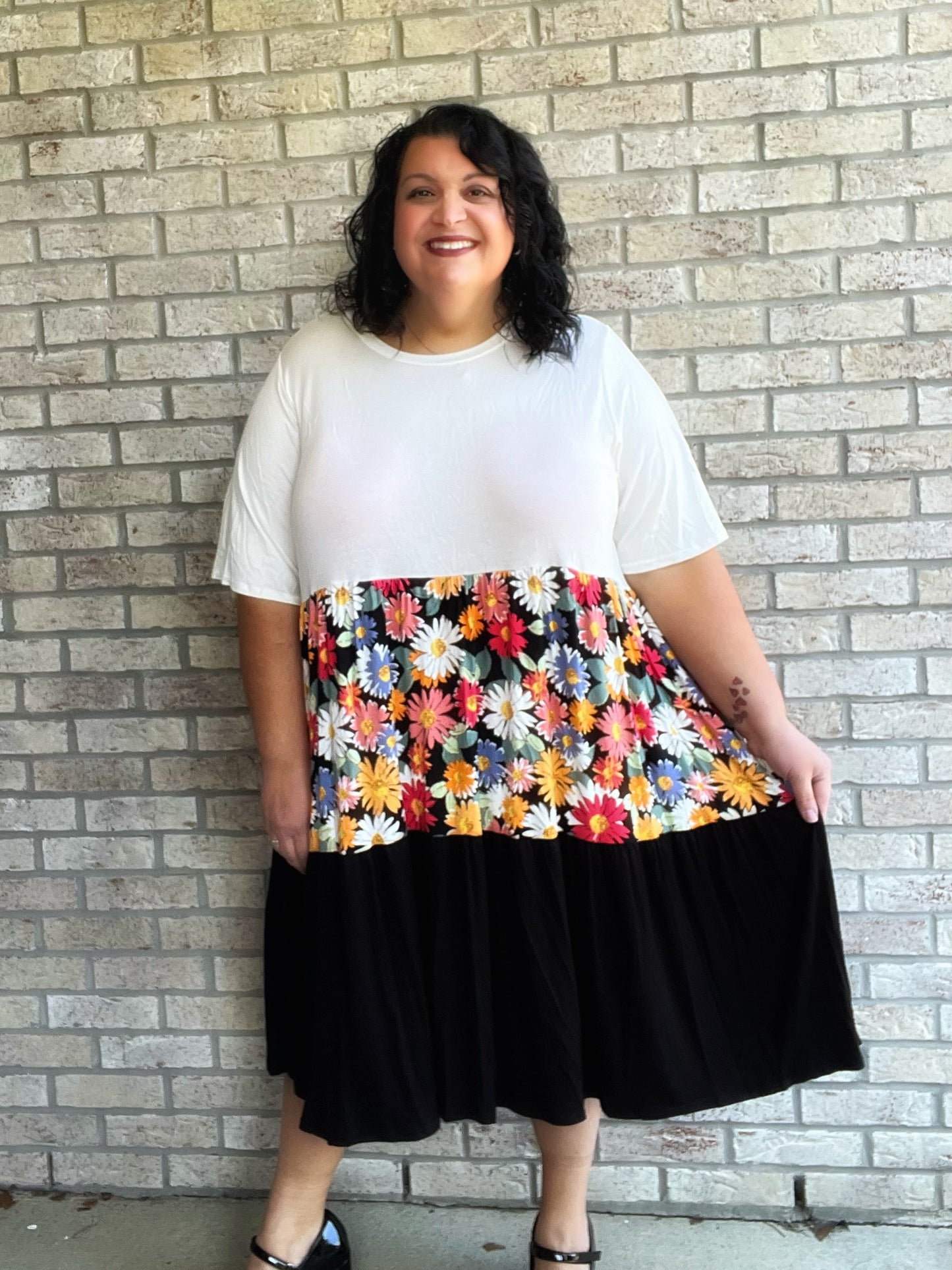 McKinley black floral colorblock babydoll dress 15