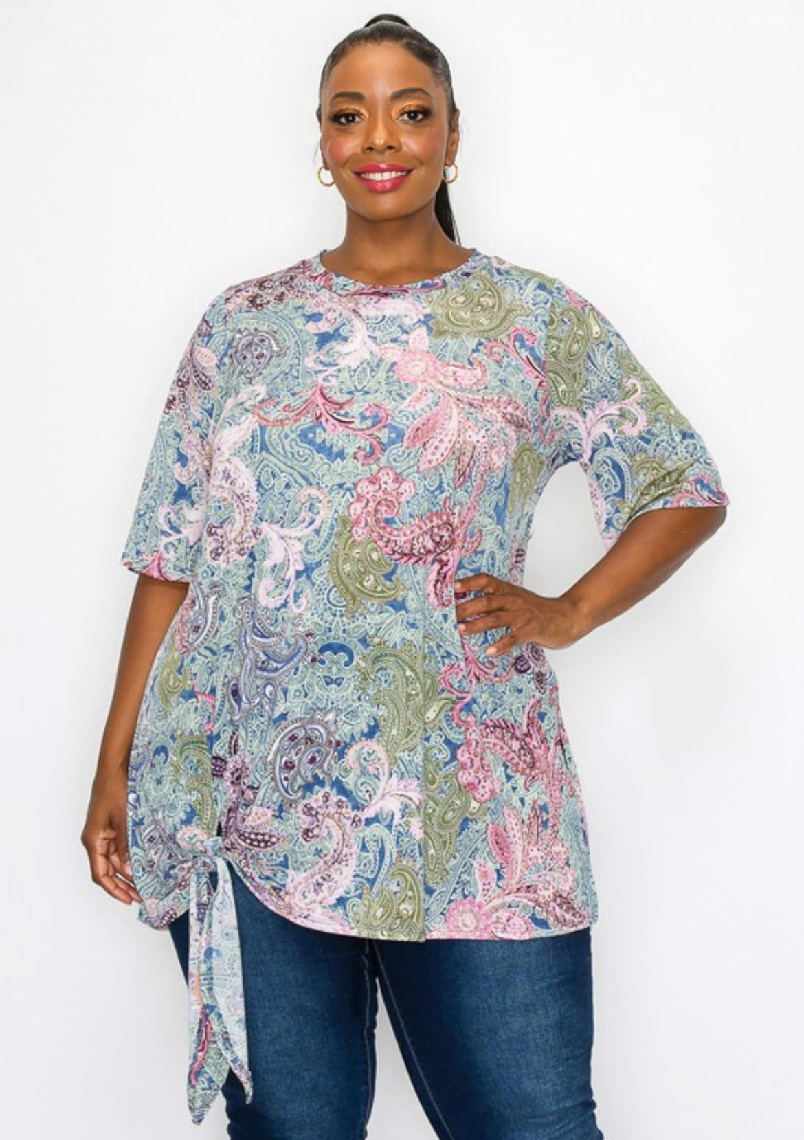Celine blue print tunic top