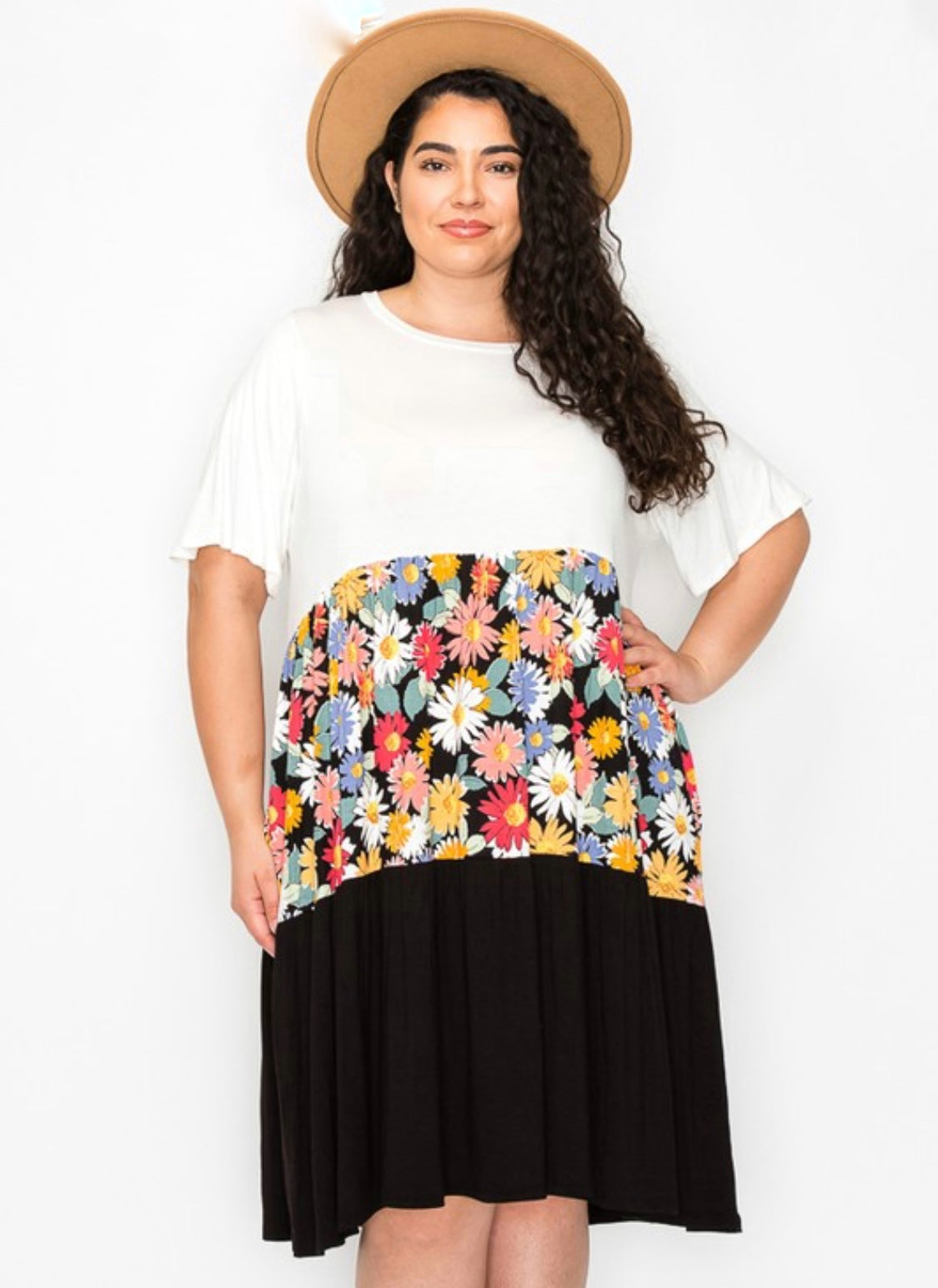 McKinley black floral colorblock babydoll dress 15