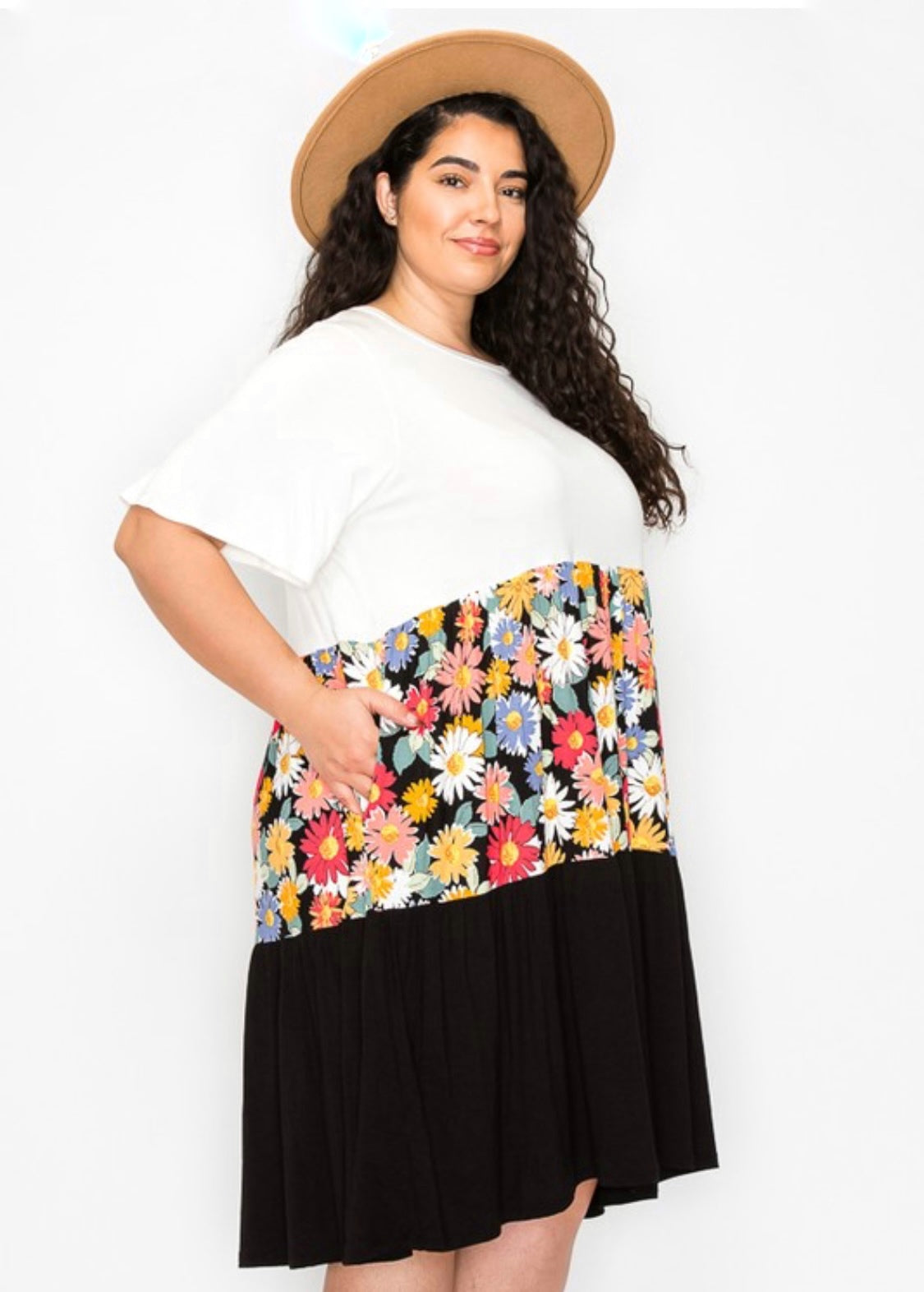 McKinley black floral colorblock babydoll dress 15