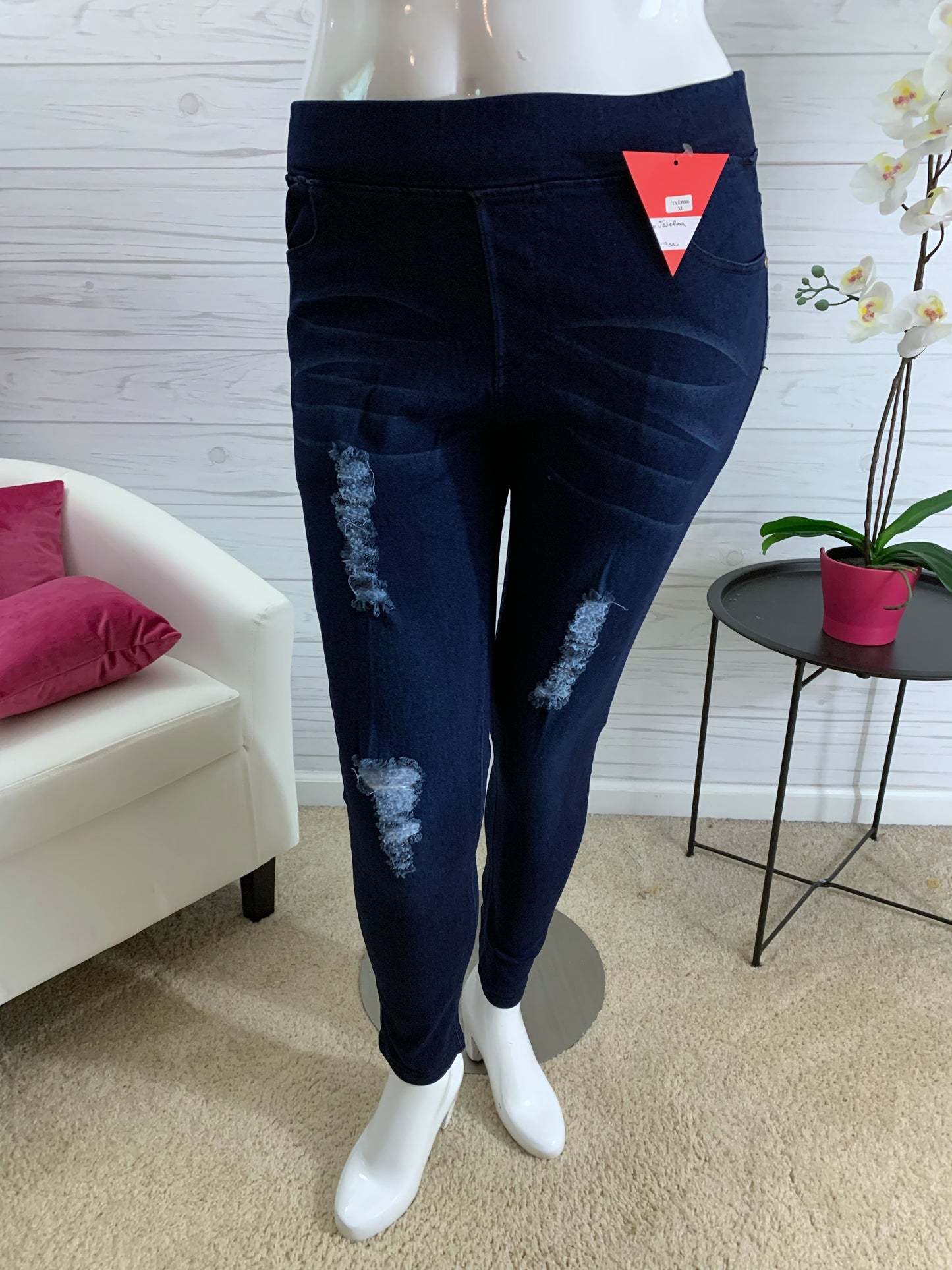Josefina dark wash distressed jeggings 17